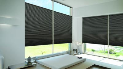 China Non Punching Embedded Electric Honeycomb Curtain For Sun Shading Insulation In Sunlight Rooms for sale
