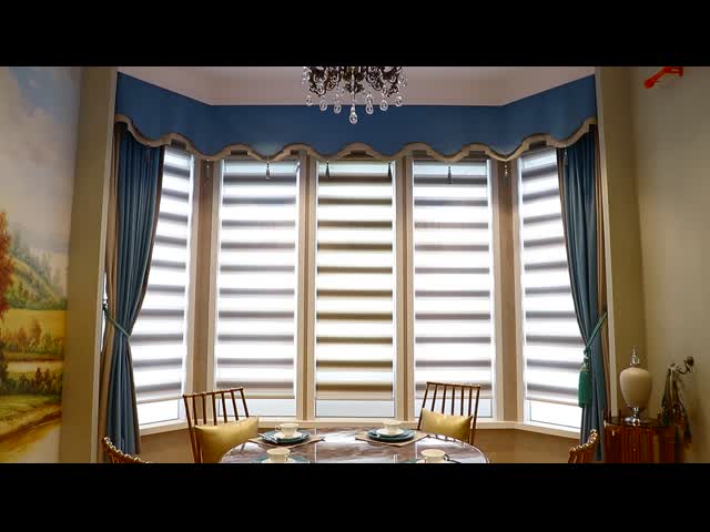 Luxury Fabric Blackout Zebra Roller Blinds Rope Control For Windows