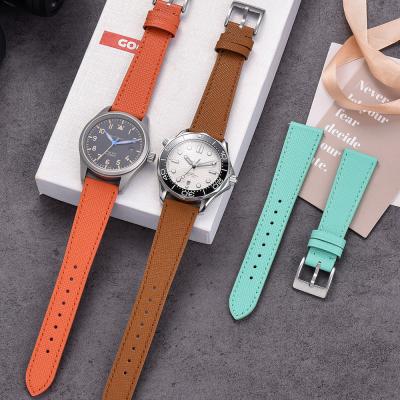 China JUELONG 18mm 19mm 20mm 21mm 22mm 23mm 24mm Quick Release Saffiano Leather Watch Strap for sale