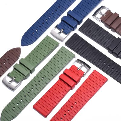 China JUELONG Horizontal Stripes FKM Rubber Watch Strap 20mm 22mm Fluororubber Quick Release Watch Band for sale