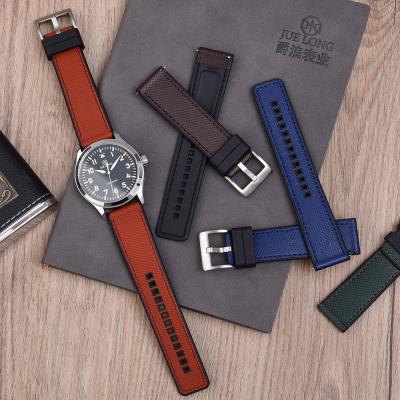 China JUELONG Premium Quick Release Hybrid Watch Strap Rubber Carbon Fiber Leather Watch Band 20 22 24mm for sale