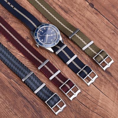China JUELONG Single Pass Adjustable Twill Nylon Pinstripe Watch Strap Striped Watch Band 20mm 22mm for sale