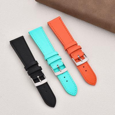 China JUELONG 18mm 19mm 20mm 21mm 22mm 23mm 24mm Genuine Leather Watch Strap Saffiano Leather Watch Bands With Quick Release for sale