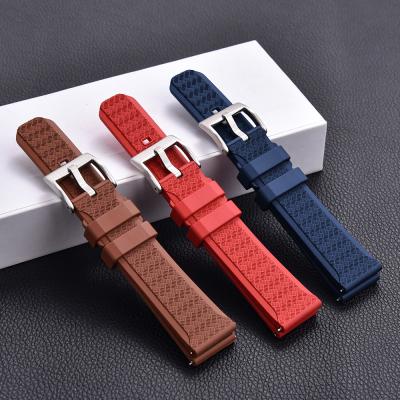 China JUELONG 20mm 22mm FKM Rubber Watch Band Waterproof FPM Black Rubber Watch Strap for sale
