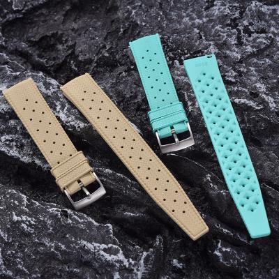 China JUELONG Tropical Retro Style FKM Rubber Quick Release Watch Strap 18mm 20mm 22mm Turquoise Rubber Watch Strap for sale