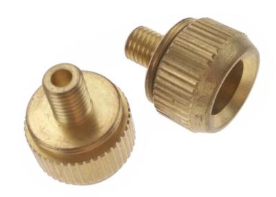 China Golden Brass Machining Metal Parts Knurled Head Push Button Nut M6 for Electronics for sale