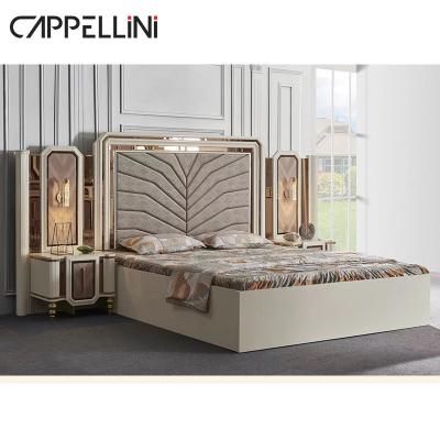 China Villia Luxury Bedroom Furniture Sets Durable Upholstered Wood Bed for sale