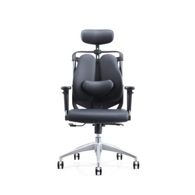 China 3D Back Office Leather Ergonomic Chair Swivel Adjustable With Footrest Saddle en venta
