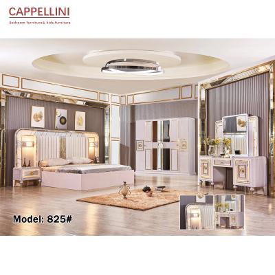 China MDF Wood Glass Commercial Bedroom Furniture Double Bedroom Set 1800*2000mm for sale