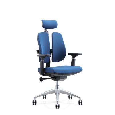 China Blue Cutting Foam Nylon Base Modern Ergonomic Chair With Headrest for sale