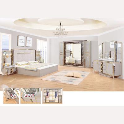 China Leather Mirrored Classic European Bedroom Furniture Set Optional for sale
