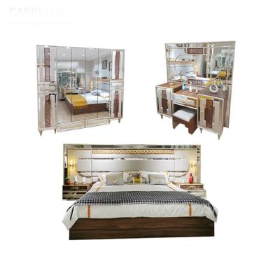 China King Size Mirrored Bedroom Sets Furniture 5pcs ODM OEM for sale