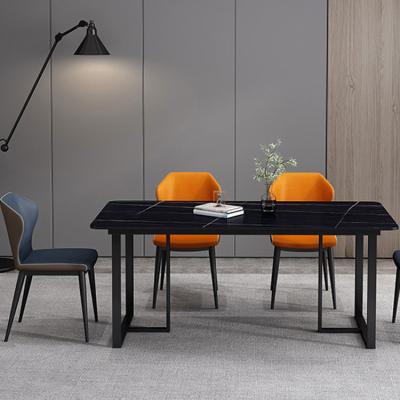 China 130cm 140cm 150cm Dining Room Furniture Slate Metal 6 Chairs Set for sale