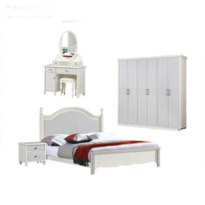 China MDF PU Real Wood European Style Bedroom Furniture Sets 2000mm for sale