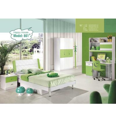 China E1 MDF Cappellini Green Children Bedroom Sets Furniture Rounded Corners for sale
