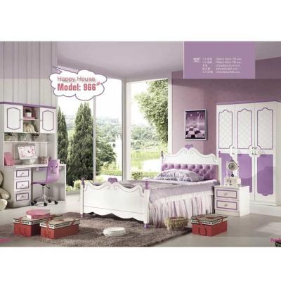 China Light Purple MDF PU Solid Wood Bedroom Furniture Sets For Girls for sale