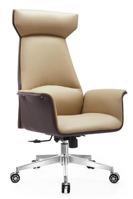 China Scandinavian Style Executive Brown Leather Ergonomic Office Chair for sale