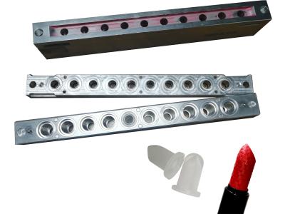 China Molde de aluminio del medio del silicón de 10 cavidades de la barra de labios metal de la barra de labios en venta