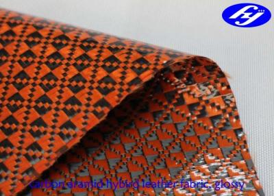 China Orange Polyurethane Leather Fabric Glossy Carbon Kevlar Hybrid For Sports Equipments for sale