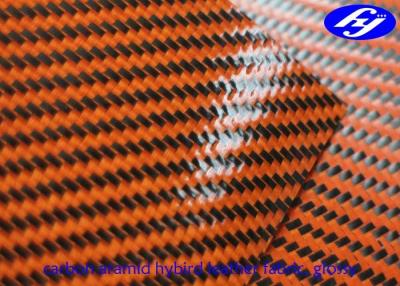 Chine Tissu hybride de Kevlar de polyuréthane de cuir de tissu de carbone brillant orange de sergé pour des gants à vendre