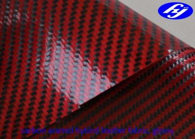 China Glossy Twill Polyurethane Leather Fabric / 2 x 2 Twill Carbon Kevlar Hybrid Fabric for sale