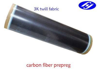 Chine résine époxyde Prepreg de tissu de fibre de carbone du sergé 3K sans trou d'air à vendre