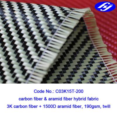 China 2x2 Twill Carbon Aramid Fabric Woven Yellow Kevlar Hybrid Para Aramid Fabric for sale