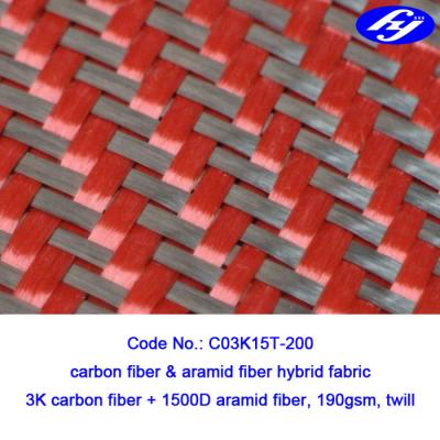 China Black / Red 2x2 Twill Carbon Aramid Fabric 200gsm Red Kevlar Para Aramid Fabric for sale
