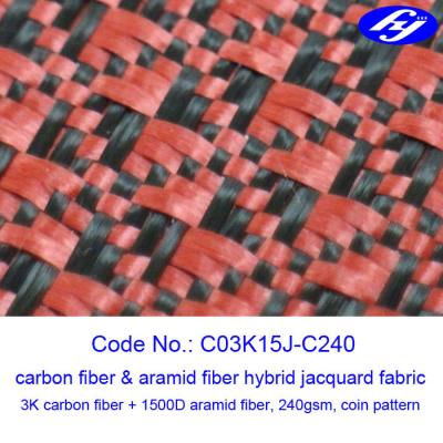 China Jacquard Coin Pattern Carbon Aramid Fabric Woven Filament Fiber Yarn for sale