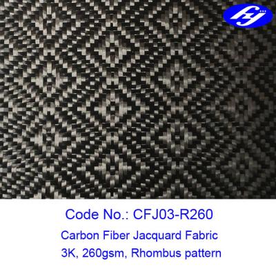 China Rhombus Pattern 3K Twill Weave Carbon Fiber / Decoration Black Jacquard Fabric for sale