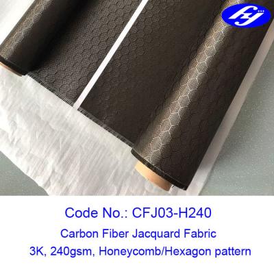 China Honeycomb / Hexagon Pattern 3K Carbon Fiber Jacquard Fabric For Composite Parts for sale
