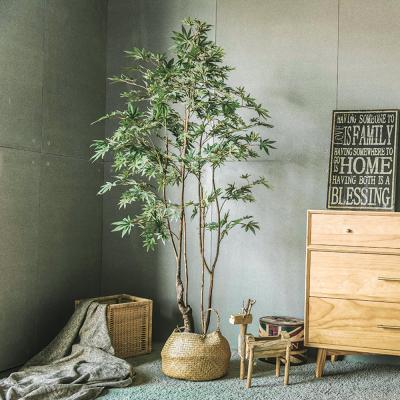 China 1.8m Artificial Maple Tree No Nursing Plant Custom Color Real Stem Fabric Leaves for sale