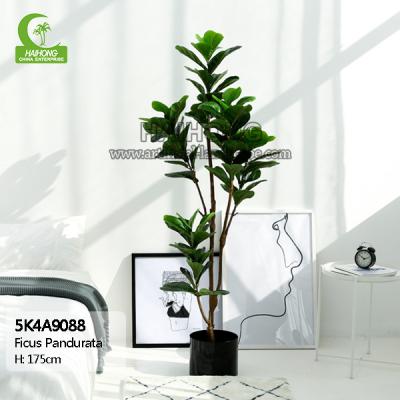 China Artificial Ficus Pandurata Hance Green Bonsai Decorative Artificial Green Plants Factory Cheap for sale
