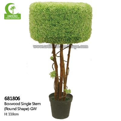 China Wiind Resistance 110cm Artificial Boxwood Tree , Fake Topiary Plants Round Shape for sale
