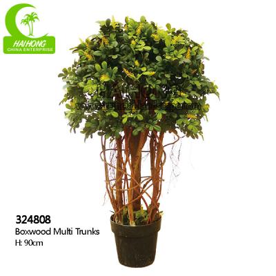China lifelike 90cm Artificial Boxwood Topiary Outdoor With Multi Nature Trunk for sale