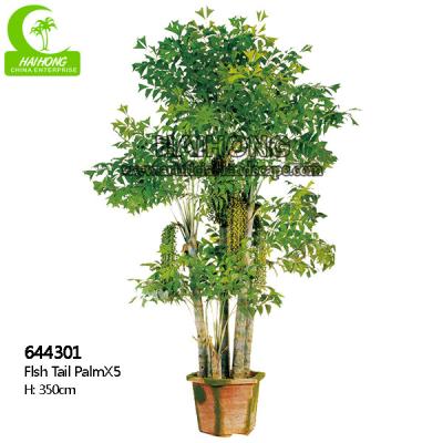 China Green Fishtail Palm 350cm Height Artificial Foliage Tree Large Size for sale