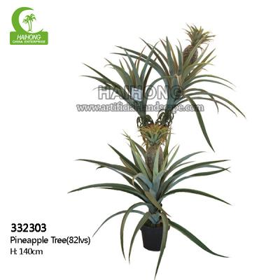 China Aesthetic Lifelike Handmade H140cm Fake Pineapple Tree With Pot for sale
