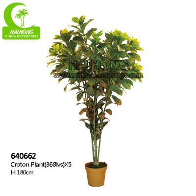 China Customized 180cm fake Natural Foliage Variegated Croton Plant for sale