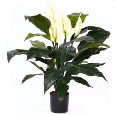 China Spathiphyllum Peva Artificial Potted Floor Plants White Flowers Indoor Decor for sale