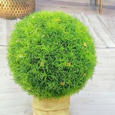 China Home Office Decorative 55cm Artificial Potted Floor Plants Boxwood Ball for sale
