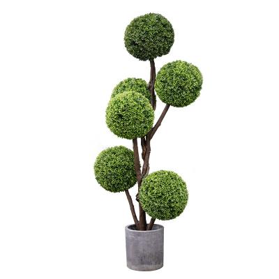 China 180Cm Spherical Simulated Plant Fake Boxwood Indoor Plastic Potted Bonsai for sale