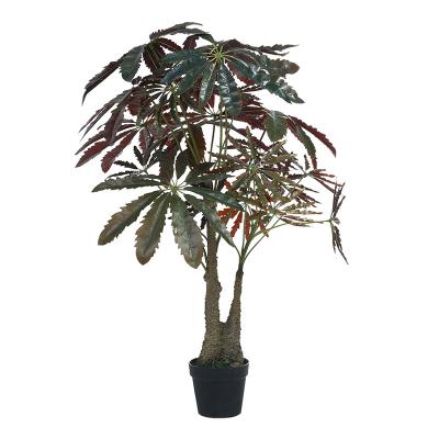 China 120cm Artificial Potted Floor Plants Green Simulated False Aralia Tree For House Decor for sale