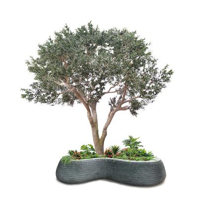 China Custom Fiberglass Olive Artificial Landscape Trees Garden Decoration for sale