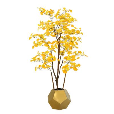 China ODM Golden Color Artificial Ginkgo Tree For Exhibition Yellow Leaf for sale