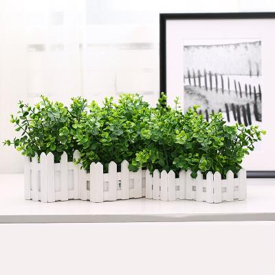 China Mini Artificial Potted Floor Plants Plastic Eucalyptus Set For Desk Decoration for sale
