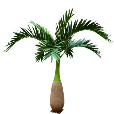 China Plastic Leaves Decorative Artificial Bottle Palm Tree For Shopping Center for sale