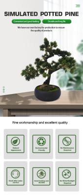China Indoor 50cm Artificial Pine Trees small fake potted plants Bonsai for Office Decoration for sale