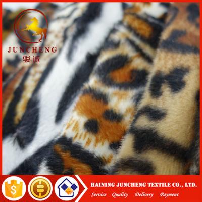 China 100 % Polyester 3mm plush leopard animal skin print imitate super soft velboa for sale
