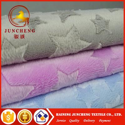 China 2018 hot sale 3mm brushed embossed star design minky fabric manufacturer à venda