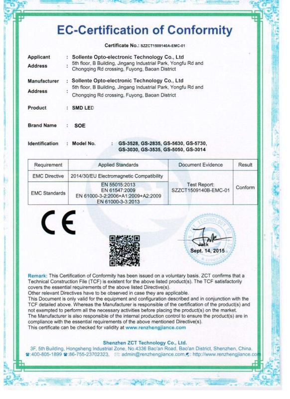 CE - Sollente Opto-Electronic Technology Co., Ltd